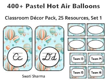 Pastel Hot Air Balloons Classroom D Cor Pack Resources Set Pr