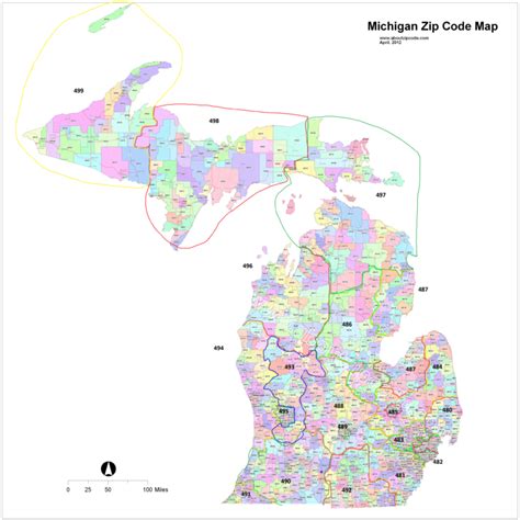 Michigan Zip Code Map Printable