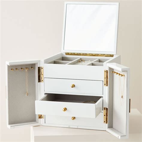 Modern white lacquer jewelry box cube – Artofit