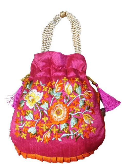 Kashmiri Embroidered Silk Potli Bag at Rs 340 piece एमबरयडरड