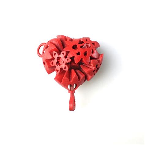 3d Printable Keyed Fantastical Heart Gears Pendant By Joe Ethington