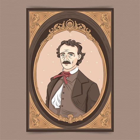 Ilustra O Desenhada M O De Edgar Allan Poe Vetor Premium