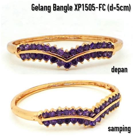 Jual PR1934 XP1505 FC Gelang Bangle Permata Ungu Perhiasan Lapis Emas