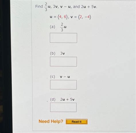 Solved U Findu V V U And V V Chegg