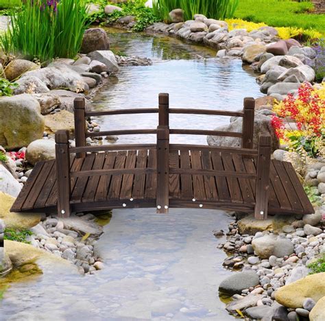 5 Ft Wooden Garden Bridge Arc Stained Finish Footbridge With Etsy