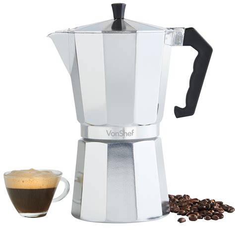 VonShef Espresso Maker 12 Cup 600 ml Italian Stove Top Coffee