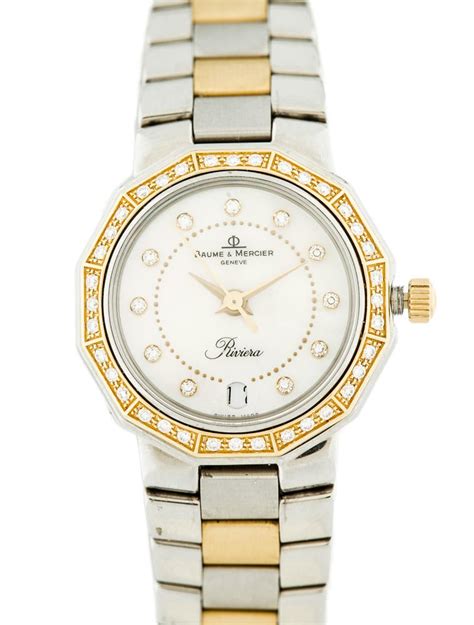 Baume And Mercier Riviera 18k Gold Diamond Watch Gold Bau10001 The