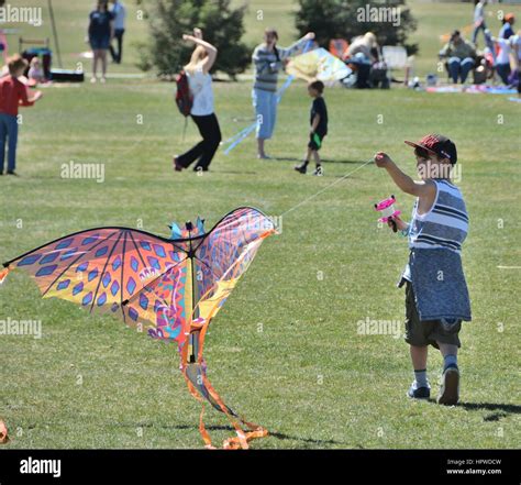 Children Flying Kites Grass Hi Res Stock Photography And Images Alamy