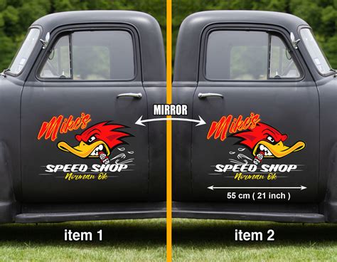 Personalized Hot Rod Duck Lettering Vinyl Sticker 10722 Rustypod Store