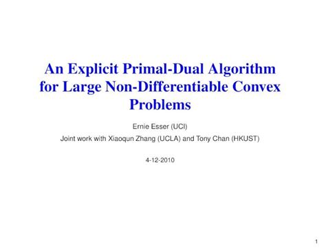 Pdf An Explicit Primal Dual Algorithm For Large Non Eesser Papers