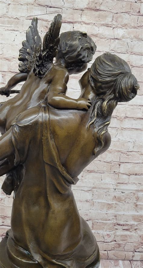 Art Nouveau Nude Donna Con Bambino Angelo Caldo Scultura Bronzo Casa Figurina EBay