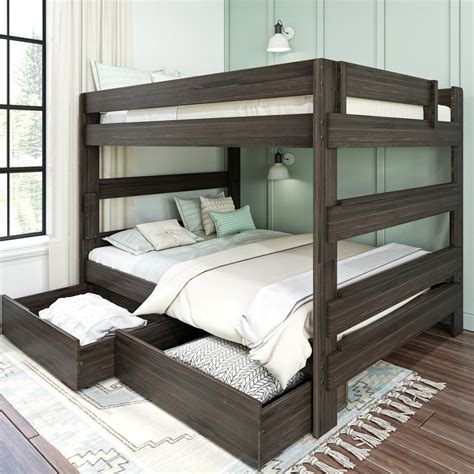 Max and Lily Farmhouse Queen over Queen Bunk Bed with Storage Drawers ...