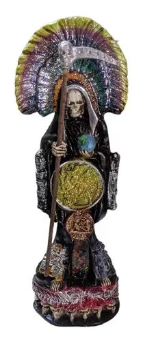 Santa Muerte Azteca Craneos Ritualizada En Resina Cm Meses Sin