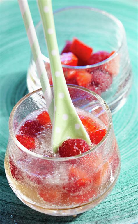 Non Alcoholic Fruit Punch With Ginger Ale Strawberries And Raspberries