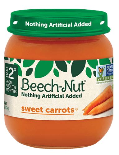 Beech-Nut Sweet Carrots Stage 2 Baby Food Jar