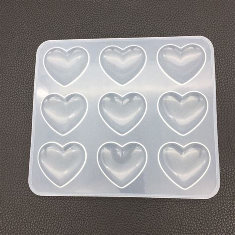 9 Cavity Silicone Heart Mold Diy Resin Heart Mould Crystal Etsy