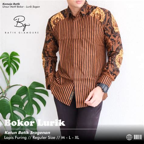 Jual Kemeja Batik Pria Lengan Panjang Reguler Mode Motif Bokor Lurik