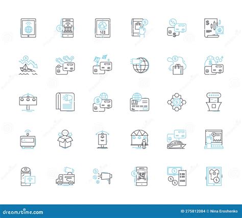 Digital Wallets Icon Set In Thin Line Style Cartoon Vector