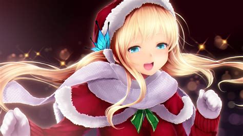 Download Blonde Girl Anime Christmas Digital Art Wallpaper