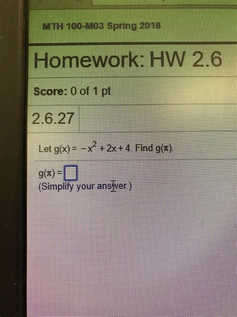 Solved Mth M Spring Homework Hw Score Of Chegg