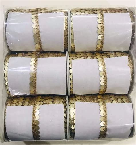 Double Sided Golden Piping Sequence Fancy Laces For Dupatta Size Mm