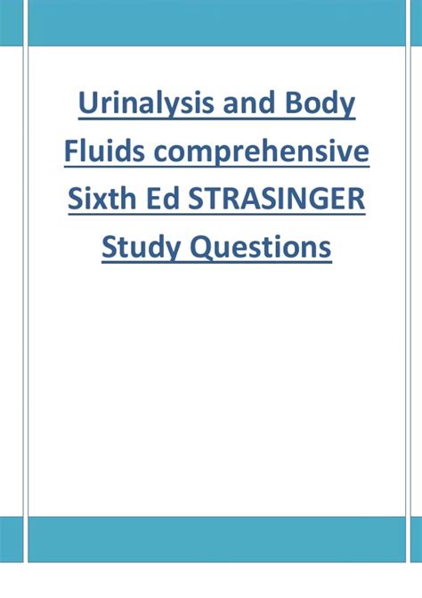 Urinalysis And Body Fluid 5th Strasinger 8