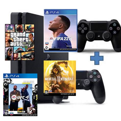 Купить Sony PlayStation 4 Slim 1Tb черный + MK 11, GTA5, FIFA22, UFC4 в ...