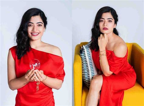 Tempting Hot Looks Of Rashmika Mandanna In Deep Neck Gown Flaunting Her Hot Cleavage Filmy
