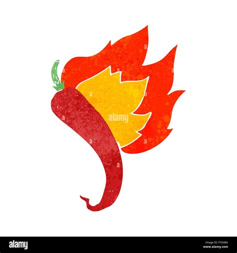 Freehand Drawn Retro Cartoon Flaming Hot Chilli Pepper Stock Vector Image Art Alamy