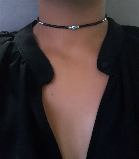 Seed Bead Choker Black Beaded Choker Dainty Bead Choker Etsy