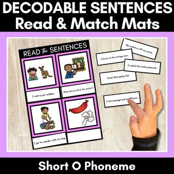 Short O Phoneme Decodable Sentence Mats Read Match By Mrs Learning Bee