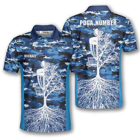 Ocean Camo Custom Disc Golf Polo Shirts For Men Primesty