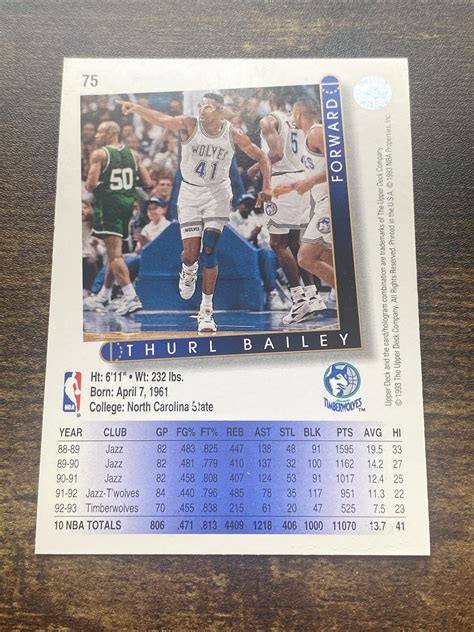 1993-94 Upper Deck - #75 Thurl Bailey for sale online | eBay