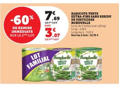 Promo Haricots Verts Extra fins Sans Résidu De Pesticides Bonduelle