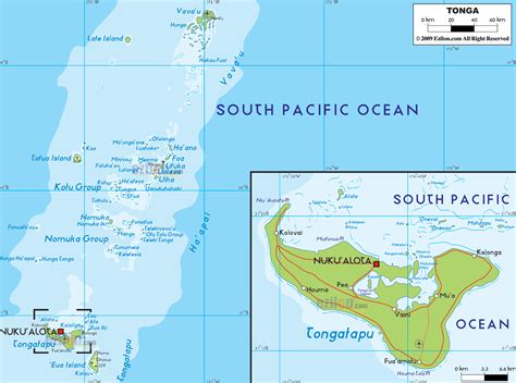 Physical Map Of Tonga Ezilon Maps