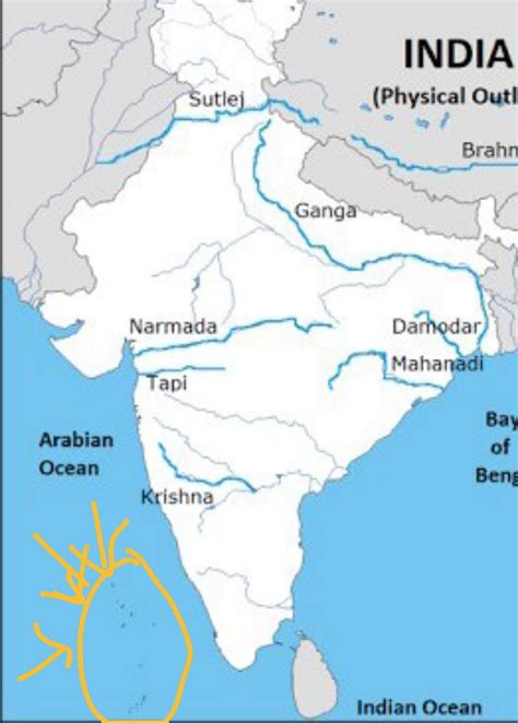 On The Outline Of The Map Of Lndia Locate And Label The Following A