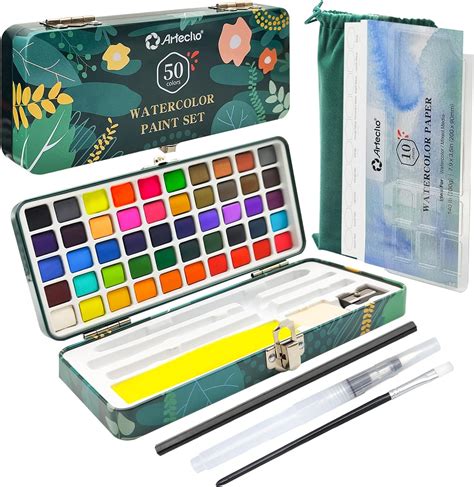 ARTISTRO Kit de peinture aquarelle 48 couleurs vives dans une boîte