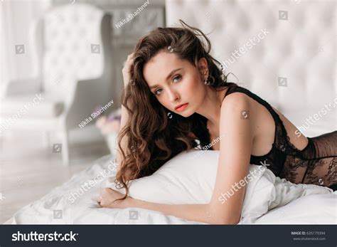 Sexy Brunette Bed Underwear Stock Photo Shutterstock