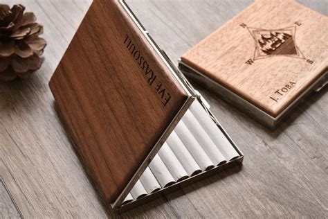 Personalized Cigarette Case Wood Cigarette Box Metal Etsy