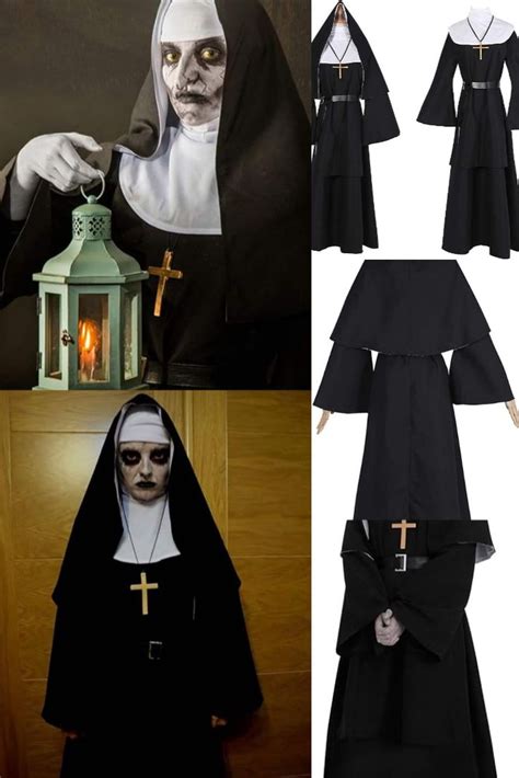 Cr Rolecos The Nun Costume Plus Size Scary Nun Outfit Priest Halloween