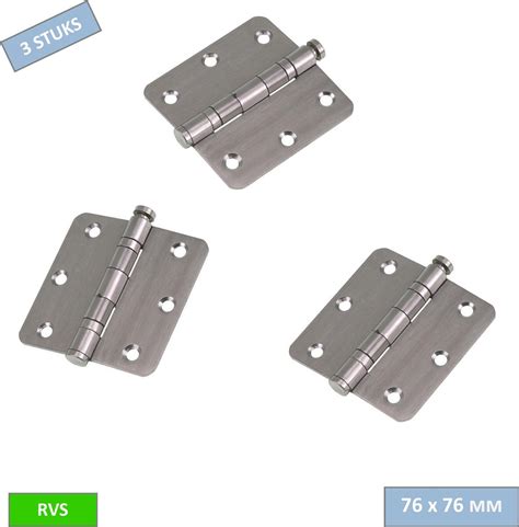 Starx Kogellager Scharnier RVS 76 X 76 Mm Ronde Hoek 3 Stuks