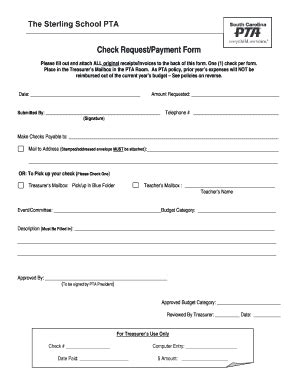 Fillable Online Check Request Payment Form PTA Fax Email Print