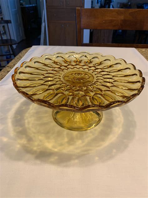 Vintage Amber Cake Stand Fairfield By Anchor Hocking Etsy