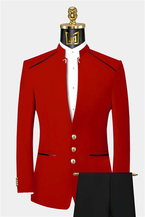 Red Mandarin Collar Suit Gentleman S Guru