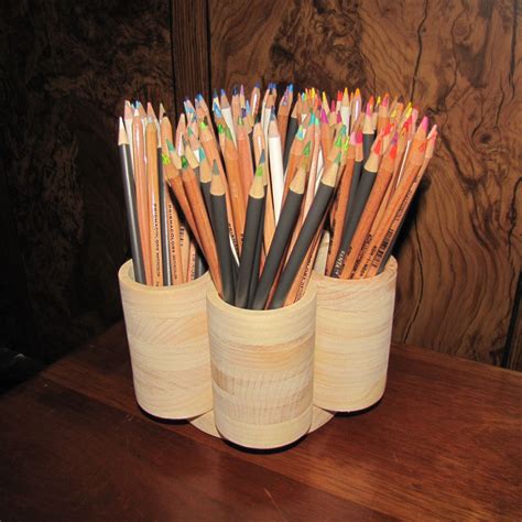 STUDIO Rotating Colored Pencil Holder Wood Colored Pencil Holder For