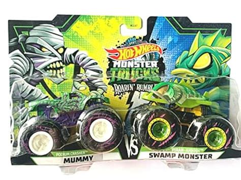 Hot Wheels Monster Trucks Roarin Rumble Mummy Vs Swamp Monster