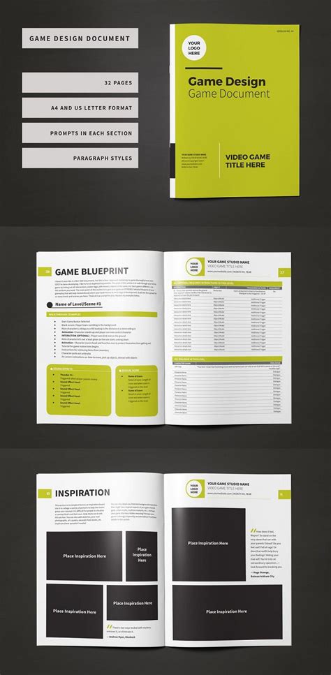 Game Design Document Template, a Brochure Template by Hues of Hodges | Game design document ...