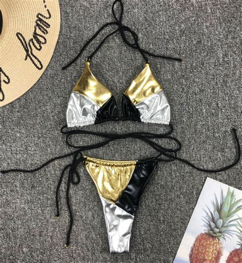 Design Colorblock Splicing Bikini Set On Luulla