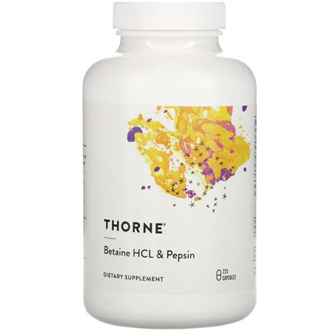 Thorne Research, Betaine HCL & Pepsin, 225 Capsules - iHerb