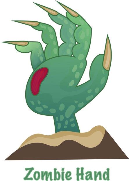 Мультяшная зомби-рука из-под земли с вектором крови | Премиум векторы